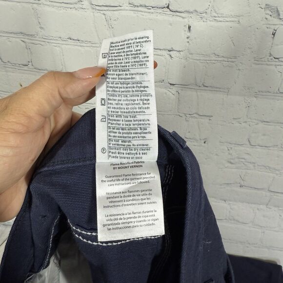 Carhartt Flame Resistant Jeans Men 34X32 Navy Blue Loose Fit Denim Carpenter - Picture 15 of 16